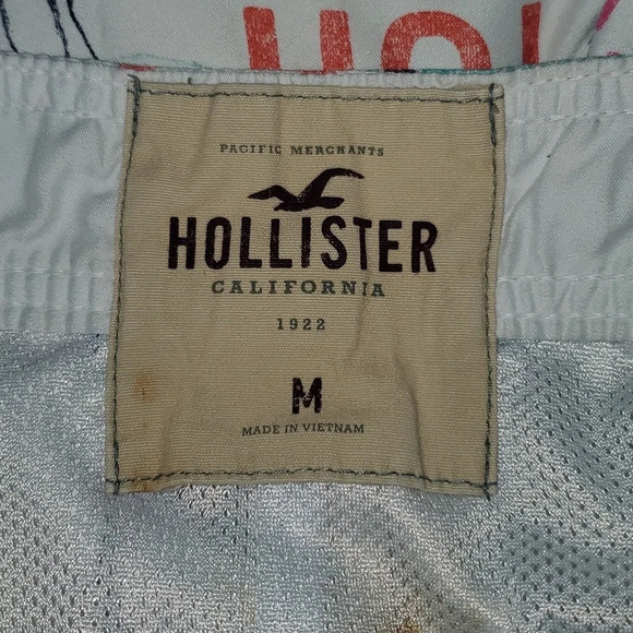 Hollister Board Shorts Hawaiian Tropical Blue Pink Surf Swim Trunk Mens Size M - Picture 11 of 14